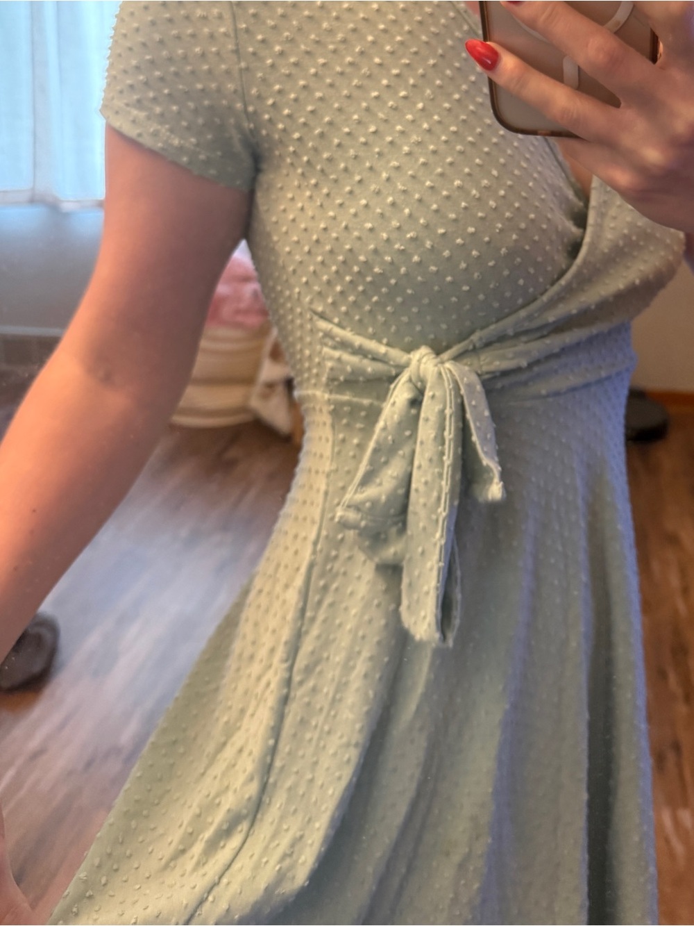 Rolla Coster Teal Textured Wrap Mini Dress - Picture 3 of 5